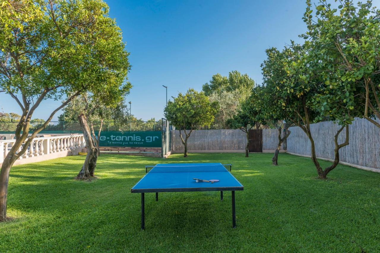 Villa Maxim With Private Pool & Tennis Court Halikounas Exteriör bild